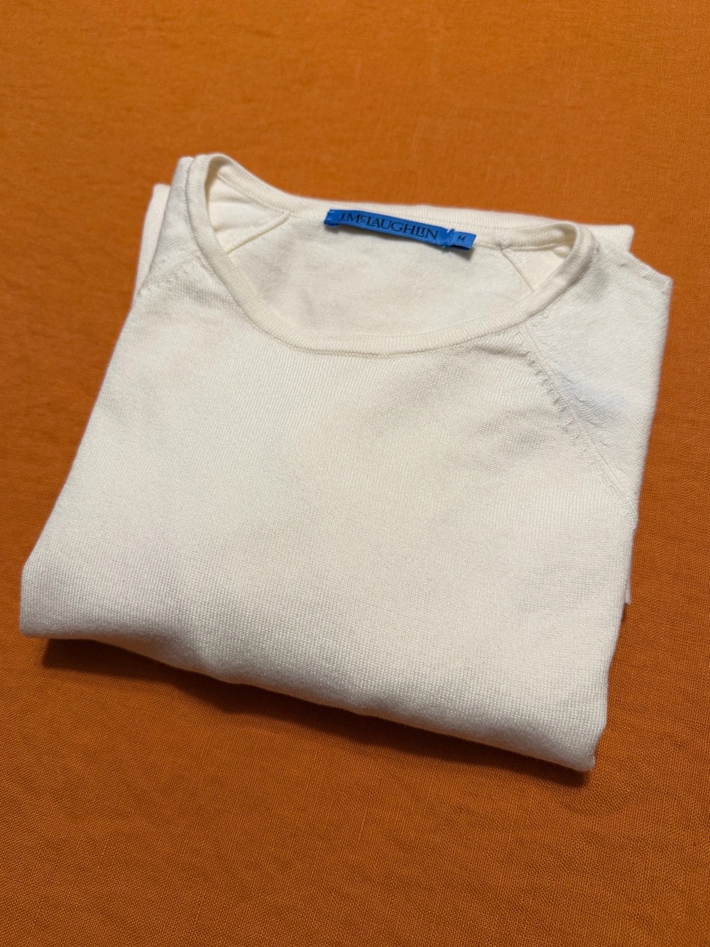 Cream white sweater with gold button accents cotton modal blend coastal